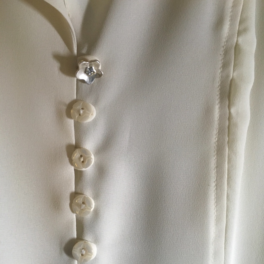 Off White Shear Crepe Event Dress - Picture 5 of 14